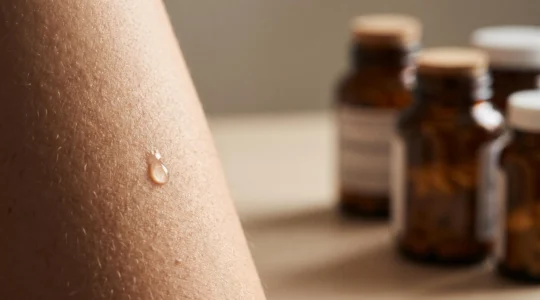 Photographie éditoriale symbolisant la distinction entre une réaction cutanée liée à un nouveau médicament et une allergie classique